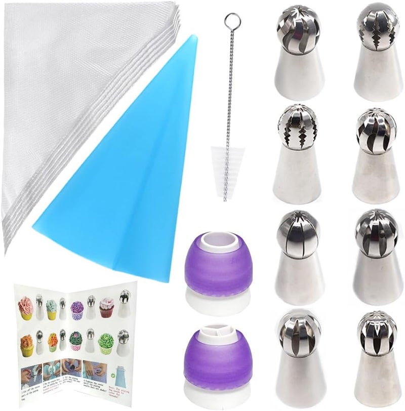 GEMLON Russian Ball Piping Tips Set, 43 PCS Stainless Steel Piping Bags and Tips Set Large Flower Piping Tips for Cake Decorating, Cupcake Icing Tips Frosting Piping Kit Baking Cake Decorating Supplies - Image 1