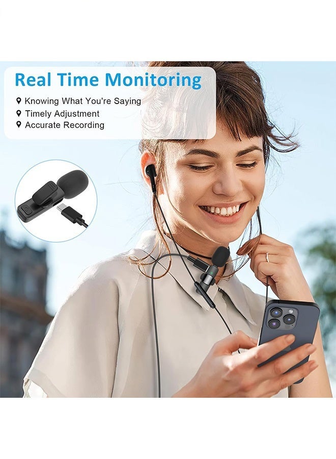 كيلا ميكروفون لافاليير لاسلكي للهواتف من النوع C - ميكروفون لاسلكي قابل للتوصيل والتشغيل مع ميكروفونين للهواتف التي تعمل بنظام USB-C التي تعمل بنظام Android وiPhone لتسجيل الفيديو - مقابلة - مدونة فيديو - مزامنة تلقائية وتقليل الضوضاء - 2.4 جيجاهرتز - Image 4