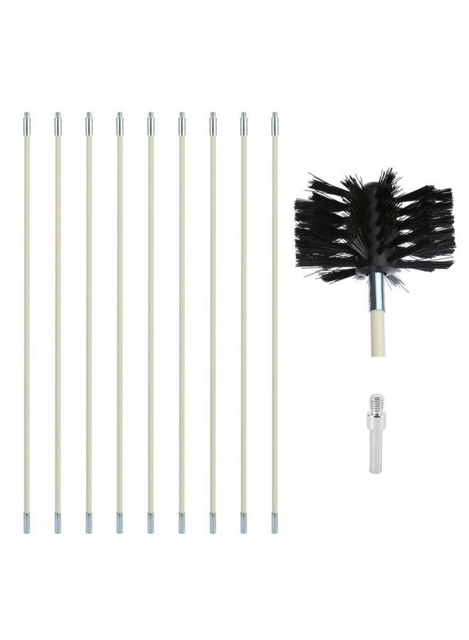 Copgge 12 Feet Fireplace Brush Rod Set Chimney Flue Sweep Brush 9 Flexible Nylon Rods & Brush Heads Soot Broom Brush Duct Vent Cleaning Set for Fireplace, Dryer Vent, Cooker Hood… - Image 1