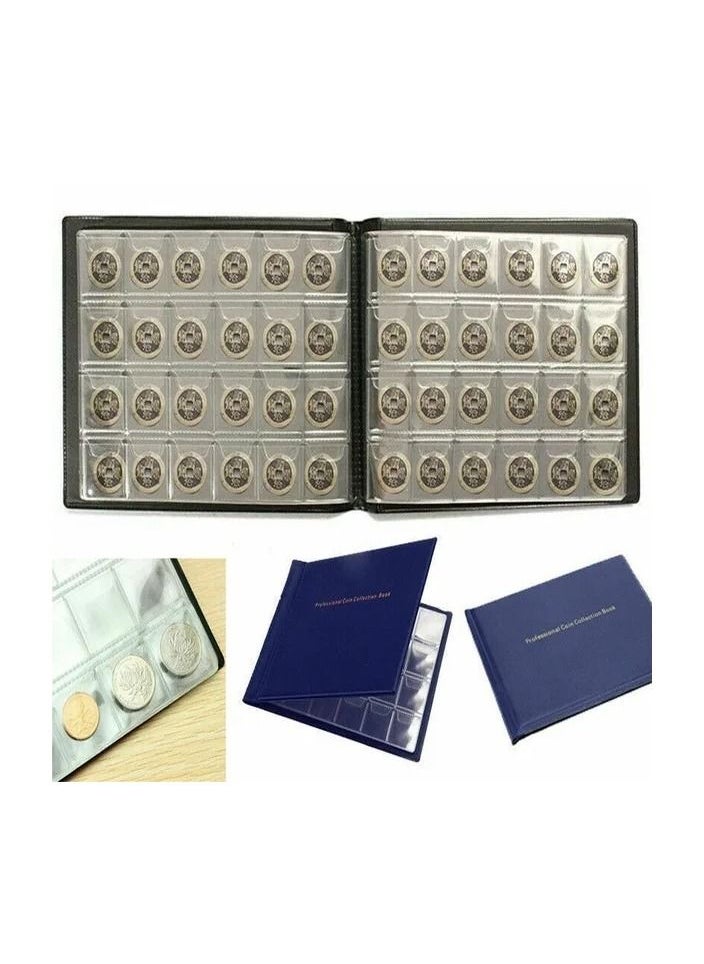 1-Piece Coins Holder,Store 240 Coins Portable Album,Coin Storage Book Case Folder Collection,Colour Blue