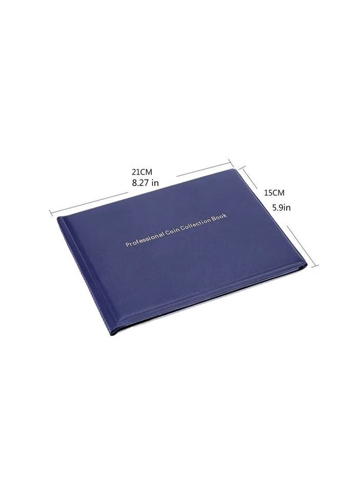 1-Piece Coins Holder,Store 240 Coins Portable Album,Coin Storage Book Case Folder Collection,Colour Blue