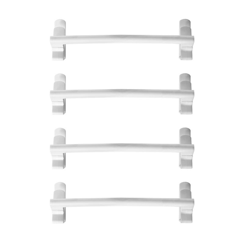 4Pcs White Plastic Over Cabinet Towel Rack Single Layer Holder Organizer For Bathroom Kitchen Door Storage - Image 2