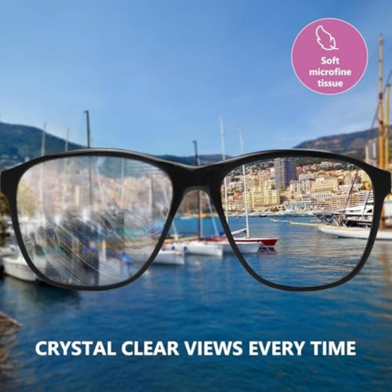 عبوة من 100 قطعة من مناديل تنظيف عدسات النظارات، مبللة مسبقاً ومغلفة بشكل فردي، خالية من الخدوش والخطوط لتنظيف نظارات الشمس، عدسات الكاميرات، والنظارات الواقية - Image 3