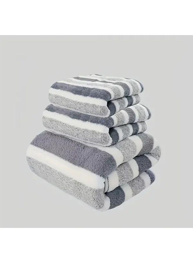 Gray Stripes Microfiber Towels Set Quick Dry Absorbent Lightweight for Beach Pool Travel Hotel Home - Image 5