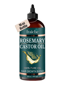 Live Fraiche Live Fraiche Rosemary Castor Oil for Hair Growth Oil (16oz) Natural Hair Growth Serum - Pure Castor Oil with Rosemary Oil for Hair Growth and Thickening - Reduce Hair Loss & Promote a Healthy Scalp  - Image 1