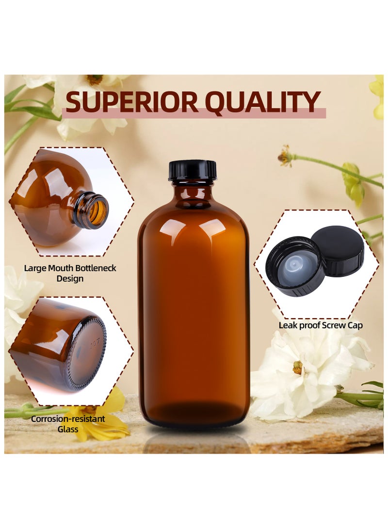 SKYLINK 2Pack 16oz Amber Glass Boston Round Bottles with Leakproof Phenolic Poly Cone Caps – Ideal for Secondary Fermentation, Condiments, and Homemade Essential Oils  - Image 4
