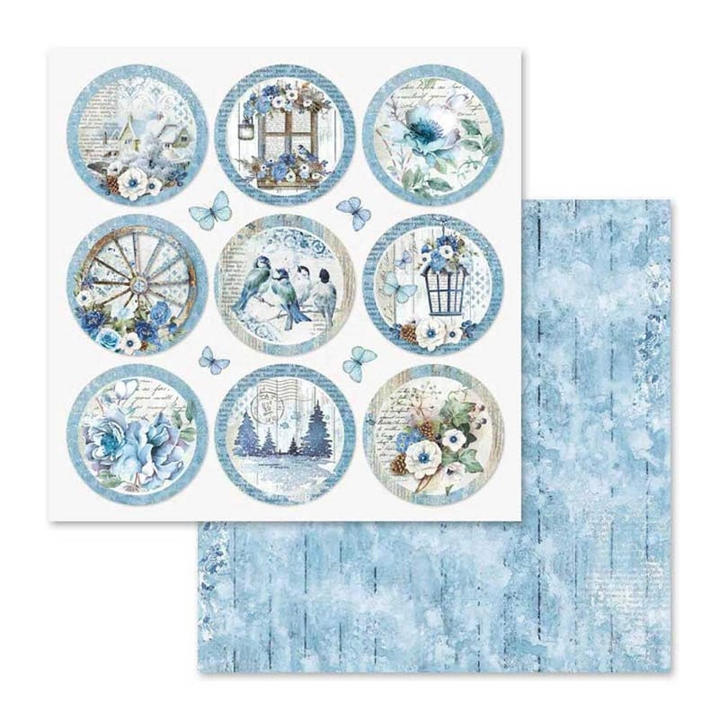 Stamperia International KFT Block 10 sheets - Double Face Blue Land, 30.5 x 30.5 (12" x 12"), Multicoloured - Image 2