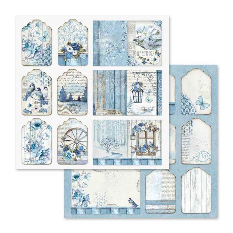 Stamperia International KFT Block 10 sheets - Double Face Blue Land, 30.5 x 30.5 (12" x 12"), Multicoloured - Image 3