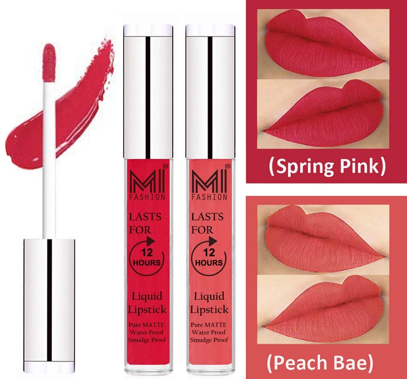 MI FASHION Pure Matte Liquid Lipstick Pink Peach Waterproof Transferproof Effortlessly Chic 12hr In Timeless Shades 35ml Pack Of 2 - Image 1