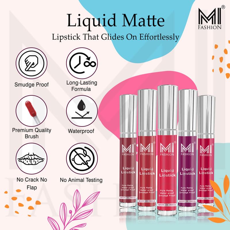 MI FASHION Pure Matte Liquid Lipstick Pink Peach Waterproof Transferproof Effortlessly Chic 12hr In Timeless Shades 35ml Pack Of 2 - Image 4