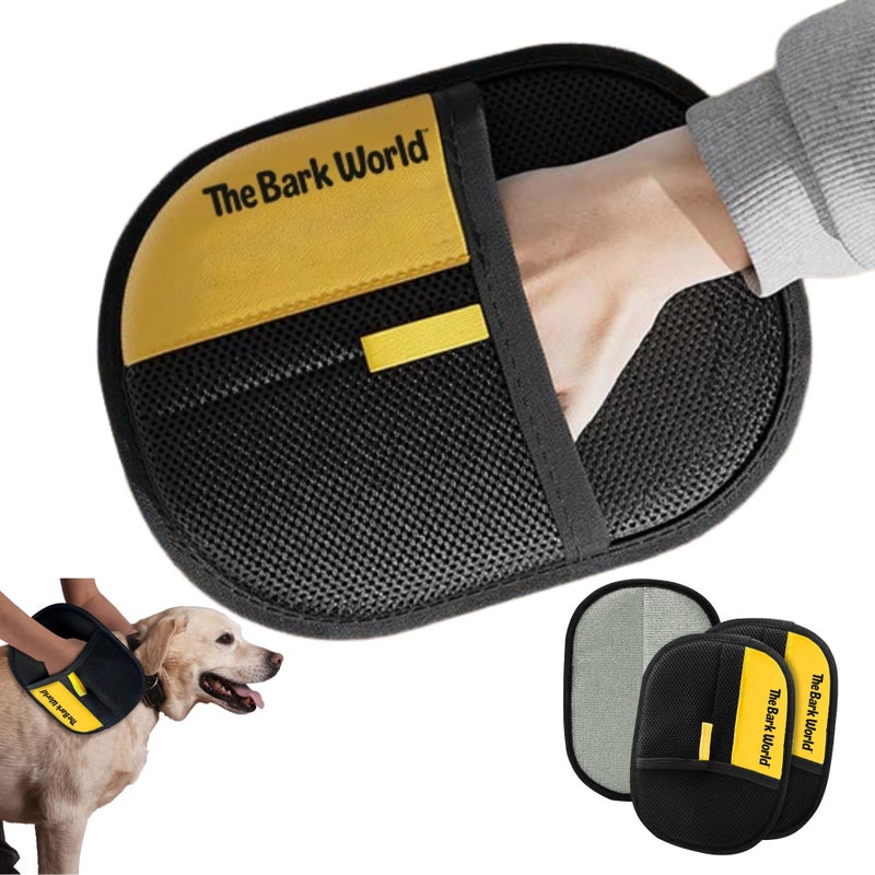 The Bark World Pet Hair Removal Gloves 2-Pack - Electrostatic Reusable Fur Remover Mitts for Cat & Dog Hair - Washable Lint Remover for Couch, Clothes, Car & Pet Beds - Image 1