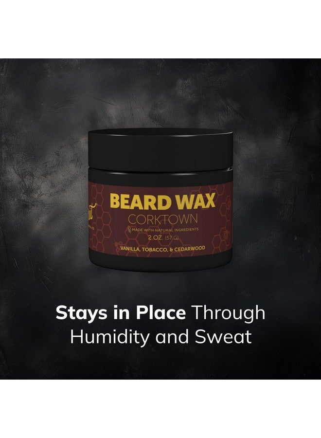 Detroit Grooming Co. Beard Wax - All-Natural, Strong Hold with Sweet Almond & Sunflower Oil, Vitamin E - Corktown Scent (Vanilla, Tobacco, Cedarwood) - 2oz