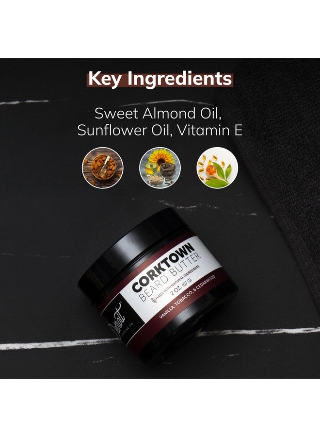Detroit Grooming Co. Beard Wax - All-Natural, Strong Hold with Sweet Almond & Sunflower Oil, Vitamin E - Corktown Scent (Vanilla, Tobacco, Cedarwood) - 2oz