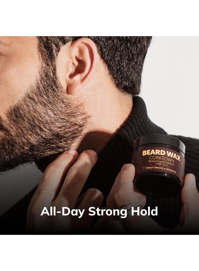 Detroit Grooming Co. Beard Wax - All-Natural, Strong Hold with Sweet Almond & Sunflower Oil, Vitamin E - Corktown Scent (Vanilla, Tobacco, Cedarwood) - 2oz
