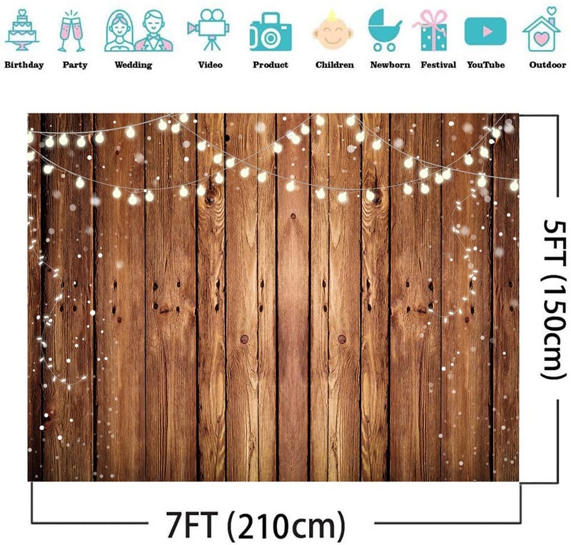 Alltten 7X5FT Brown Wood Backdrop Rustic Photo Backdrop Country Wooden Background Birthday Wedding Western Party Decoration F1 - Image 2