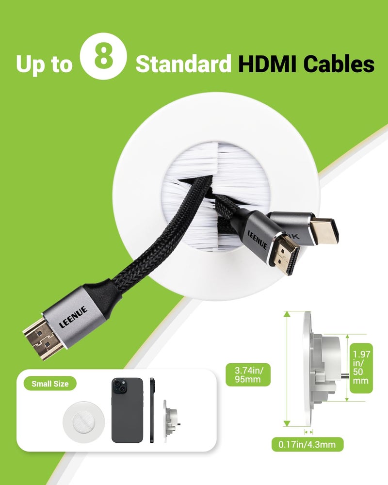 LEENUE in Wall Cable Management Kit for Wall Mounted TV, Slim Round Wall Cable Pass Through with Hole Saw Drill Attachment for Easy Installation, White 2-Pack - Image 5
