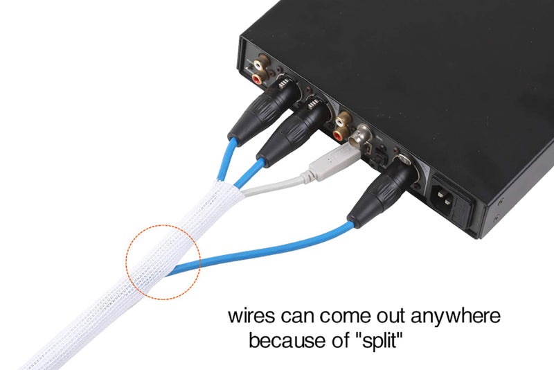 Alex Tech 25ft - 3/8 inch Cord Protector Wire Loom Tubing Cable Sleeve Split Sleeving for USB Cable Power Cord Audio Video Cable - Protect Cat from Chewing Cords - White - Image 3