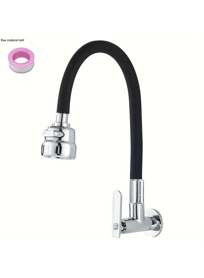 صنبور مطبخ أسود أحادي مثبت على الحائط البارد بثلاث إعدادات مقاومة للرش من الفولاذ المقاوم للصدأ - Image 1