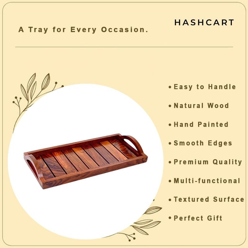 Hashcart صينية هاشكارت من خشب الشيشام لتقديم القهوة، بني - Image 4
