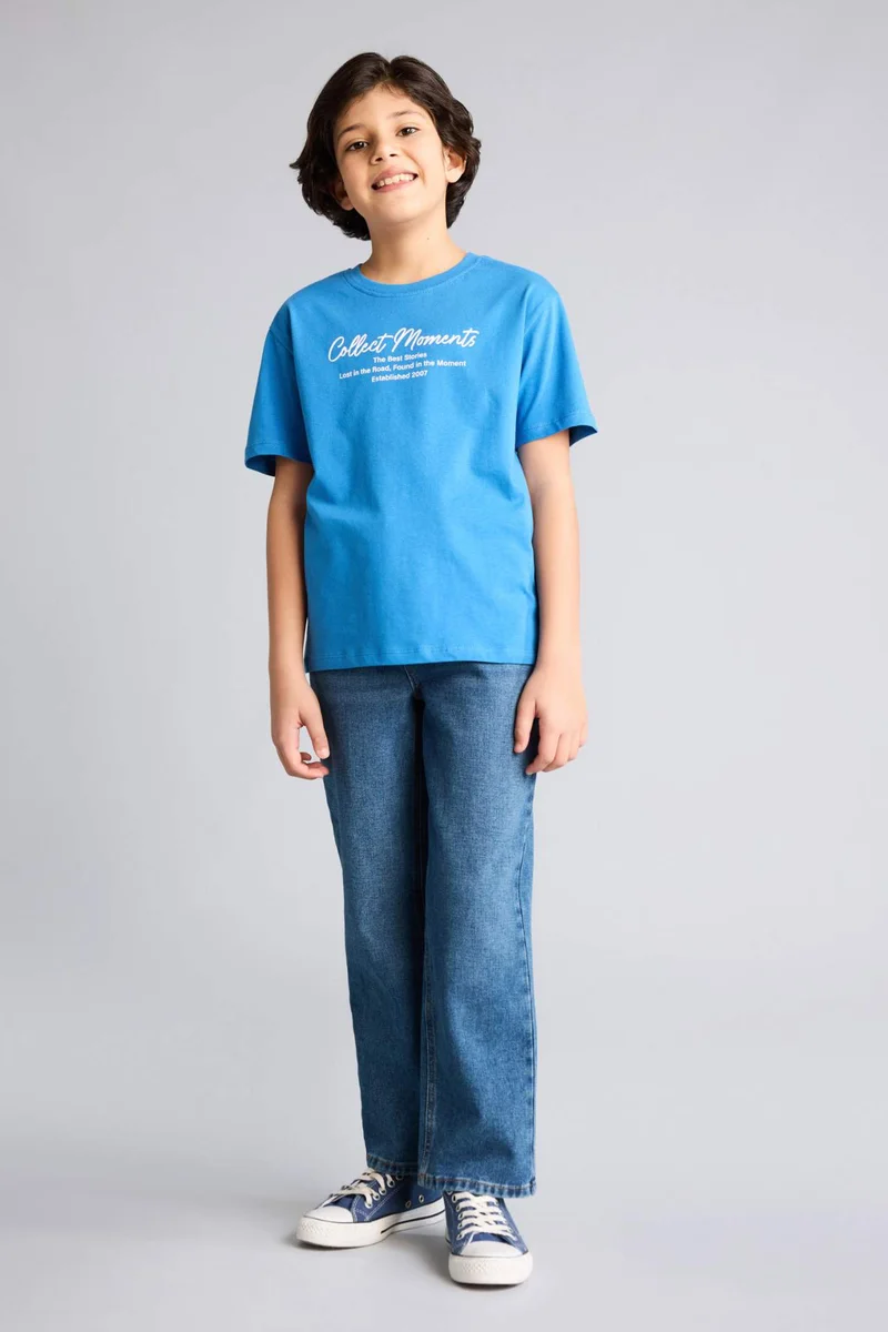 ديفاكتو Regular Fit Printed Short Sleeve T-Shirt