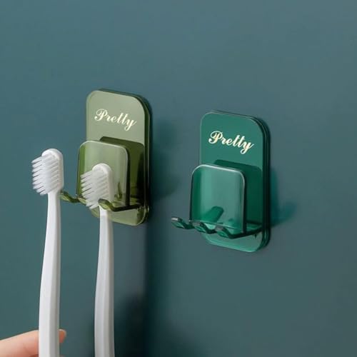 REWOP Adhesive Wall Hooks for Heavy Items Stainless Steel, PVC, ABS Nail Free Seamless Adhesive Non-Trace No Drilling Installation Hanging, Waterproof Screws Wall Hook (Toothbrush Holder Sticker, 5) - Image 1