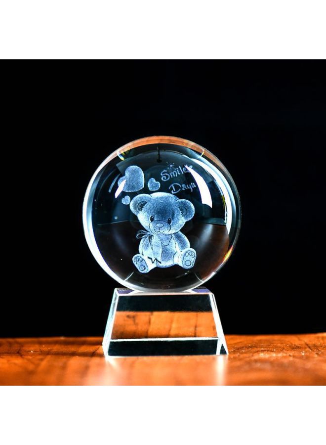 Children's Crystal Ball Music Music Box Little Girl's Birthday Gift Girl's Toy Star Projection Lamp-Color:Bear 8cm + Crystal Trapezoidal Base - Image 1