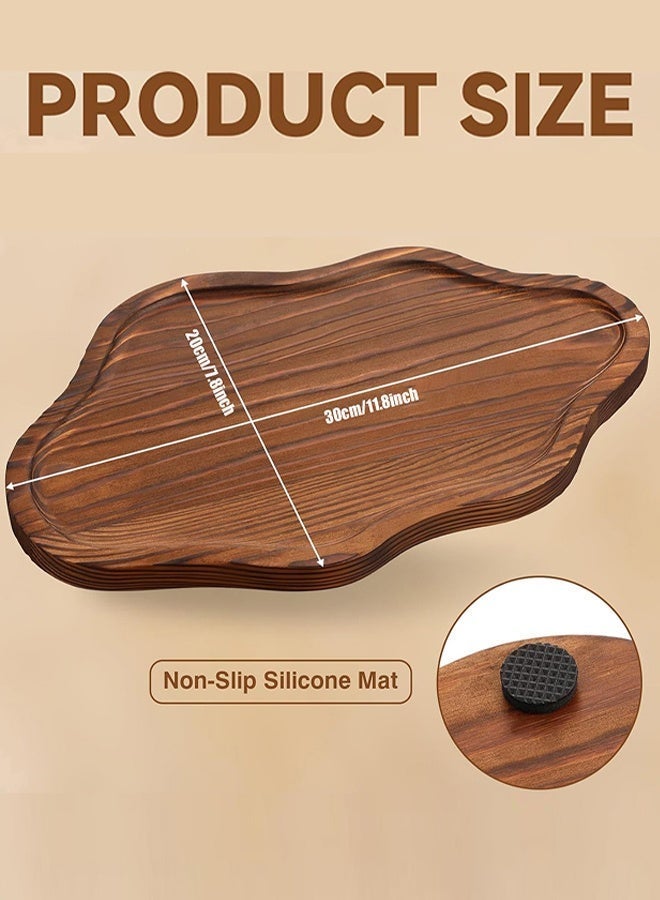 Decorative Tray Wood Decorative Serving Tray for Candles Perfume Tea Coffee, Cloud Wooden Jewelry Tray Trinket Dish, Wooden Trays for Coffee Table, 30 x 20 x 1.5 CM - Image 4