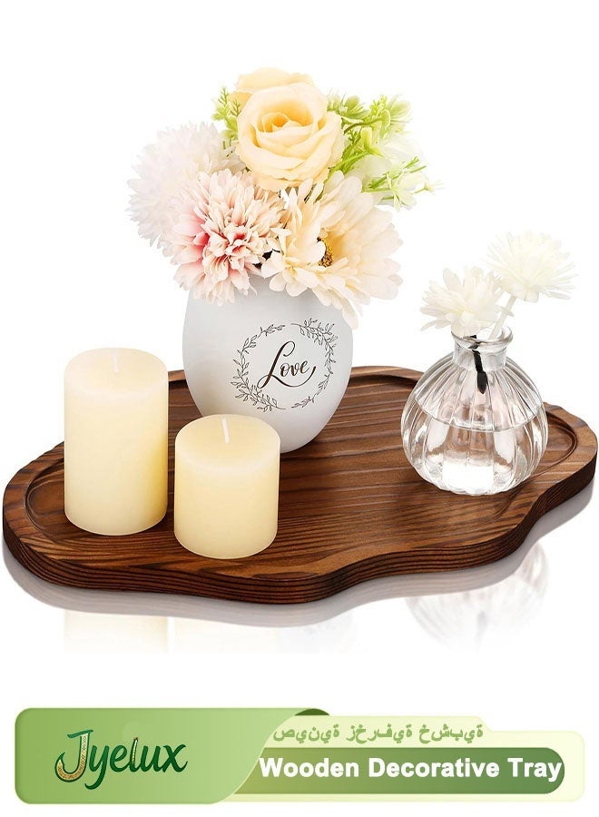Decorative Tray Wood Decorative Serving Tray for Candles Perfume Tea Coffee, Cloud Wooden Jewelry Tray Trinket Dish, Wooden Trays for Coffee Table, 30 x 20 x 1.5 CM - Image 1