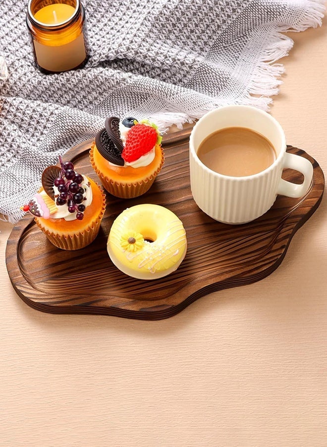 Decorative Tray Wood Decorative Serving Tray for Candles Perfume Tea Coffee, Cloud Wooden Jewelry Tray Trinket Dish, Wooden Trays for Coffee Table, 30 x 20 x 1.5 CM - Image 2