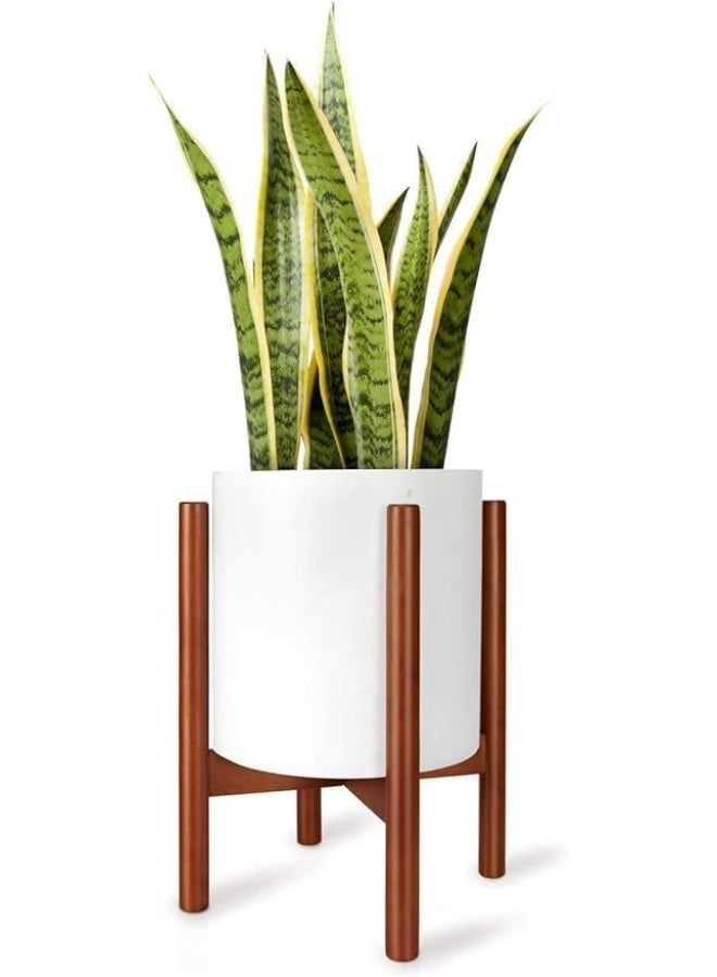 Horoof Market Horoof Home® Modern Wooden Plant Stand, 25x25x25 cm, brown Finish – Sleek and Minimalistic Design for Indoor Planters - Image 1