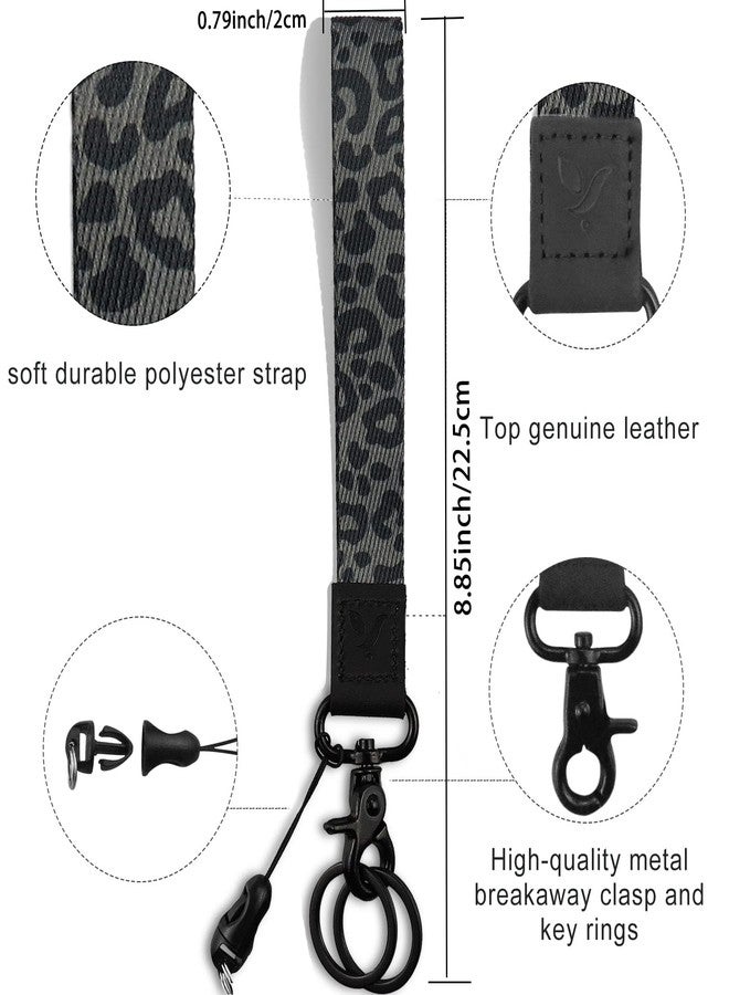 Yiflin Cute Wrist Lanyard for Keys, Keychain, Wallet, Id Holder, Cell Phone, Wristlet Lanyard Key Chain Holder（Black Leopard） - Image 2