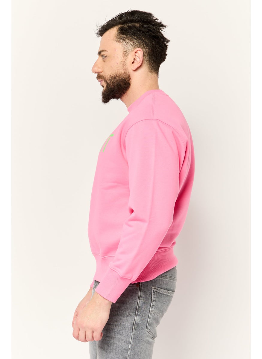 ESPRIT - Men Crew Neck Brand Logo Long Sleeves Sweatshirt, Pink - Image 1