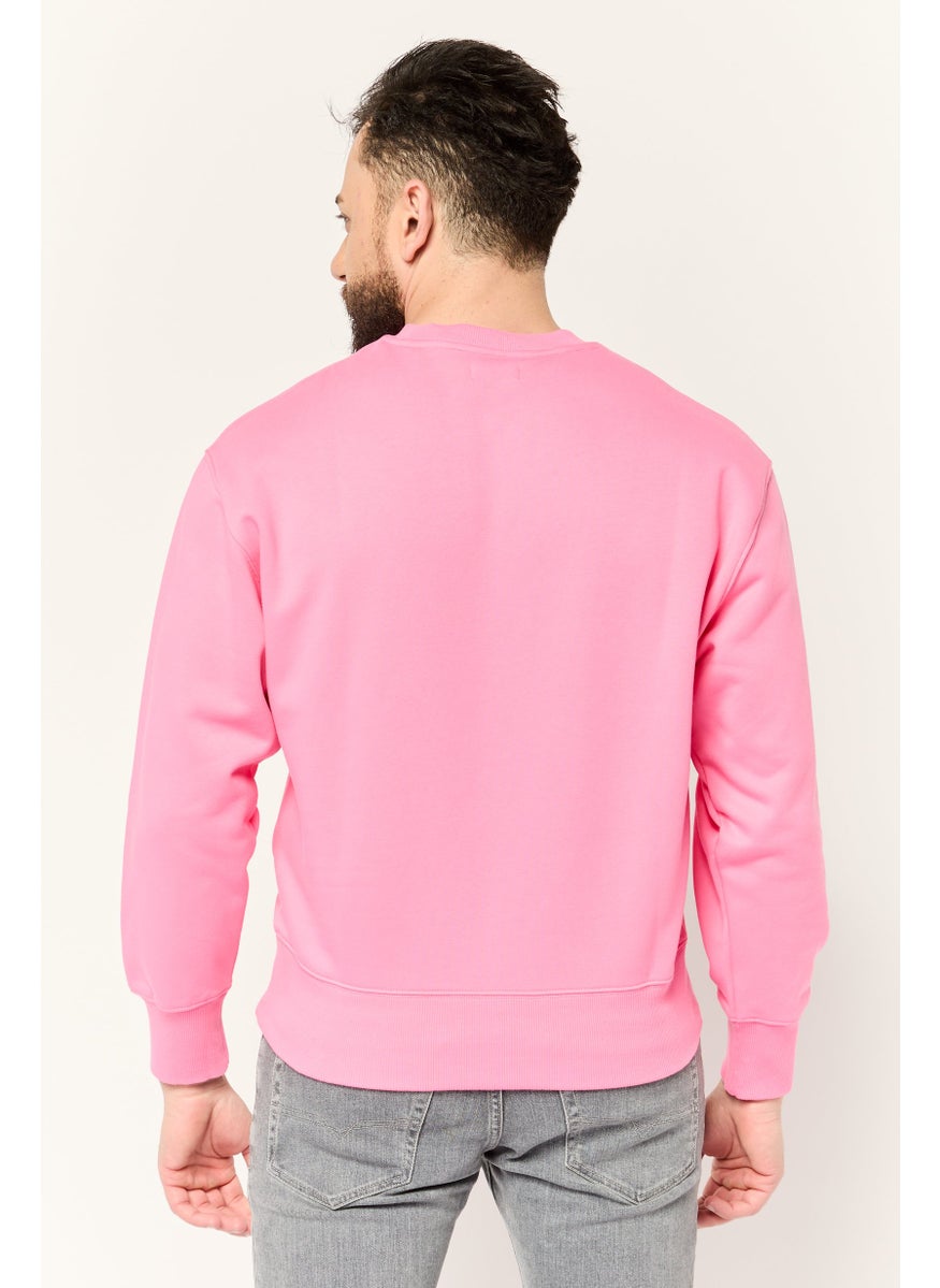 ESPRIT - Men Crew Neck Brand Logo Long Sleeves Sweatshirt, Pink - Image 1