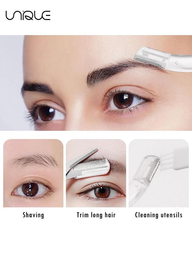 Unique 7 Pcs Eyebrow Trimmer with Dermaplaning Tools, Exfoliating Facial Razor for Women and Men, Facial Shaver to Exfoliate and Refresh the Skin, Peach Fuzz Eyebrow Hair Removal Blade Eyebrow Shaper - Image 3