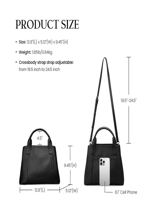 befen Black Leather Tote Bag for Women Trendy, Womens Top Handle Purse Crossbody Shoulder Handbags for Work, Travel, Office - Image 3