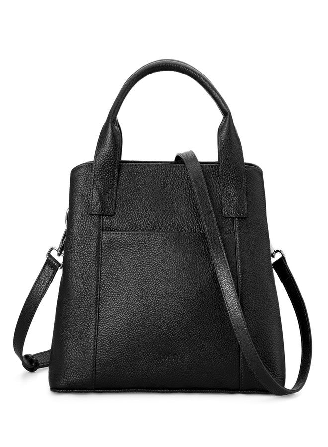 befen Black Leather Tote Bag for Women Trendy, Womens Top Handle Purse Crossbody Shoulder Handbags for Work, Travel, Office - Image 1