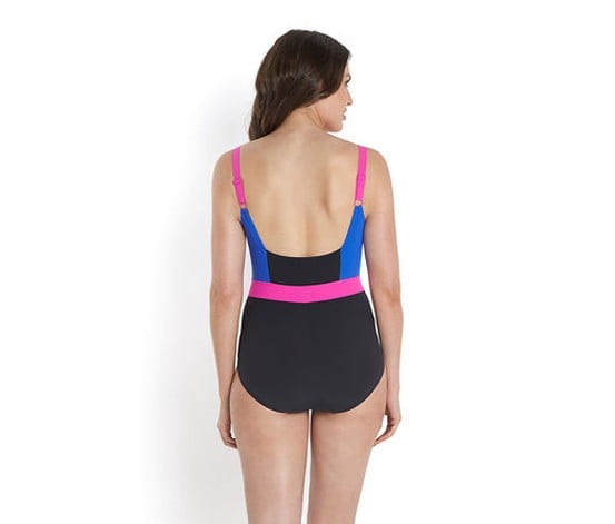speedo Sculpture Crystal Shine Swimsuit, Black and Blue  - Image 2