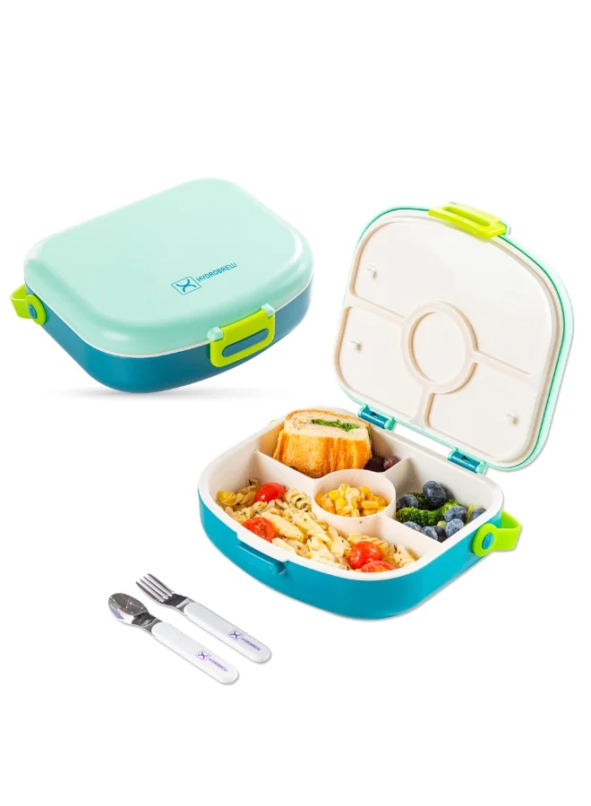 Hydrobrew HYDROBREW 4 Compartment Bento Lunch Box w/Spoon & Fork Set - Jade