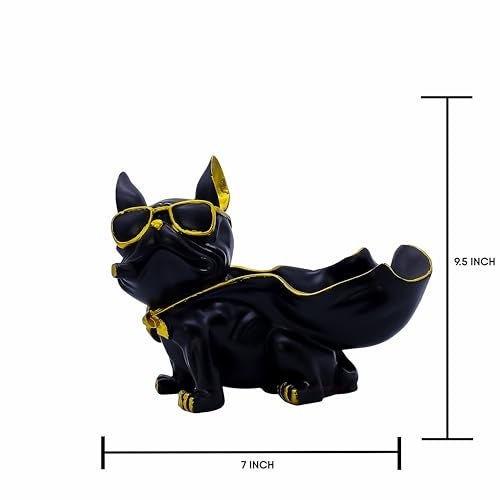AABCO Luxury Black & Gold French Bulldog Decorative Tray | Cool Dog Figurine for Home, Entryway, or Office Décor | Sunglasses & Cape Design (26 X 13 X 19 cm) - Image 3