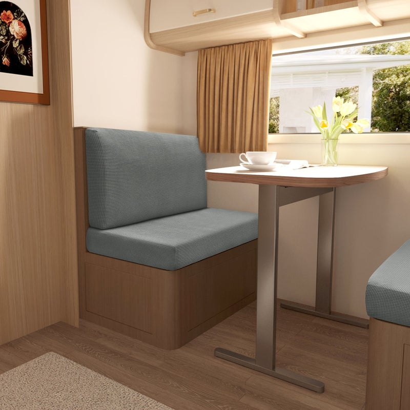 2 قطعة طقم غطاء كرسي RV من المخمل الذرة المطاطي الجاكار للفنادق المنزلية، اللون أخضر بازلاء 07، قابل للاستخدام المتعدد، قابل للغسيل في الغسالة، سهل التركيب. - Image 5