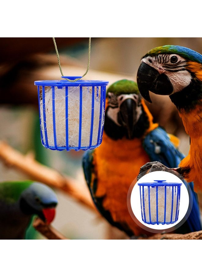 POPETPOP - POPETPOP 2 Pcs Bird Nests with Jute Filler, Plastic Hollow Hanging Cage Bird Eggs Hatching Tool, Bird Breeding Hut Nest Pan for Finch Parrot Canary - Image 1