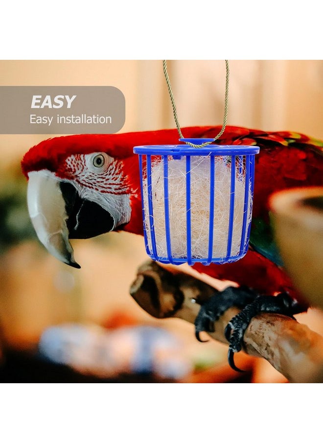 POPETPOP - POPETPOP 2 Pcs Bird Nests with Jute Filler, Plastic Hollow Hanging Cage Bird Eggs Hatching Tool, Bird Breeding Hut Nest Pan for Finch Parrot Canary - Image 1