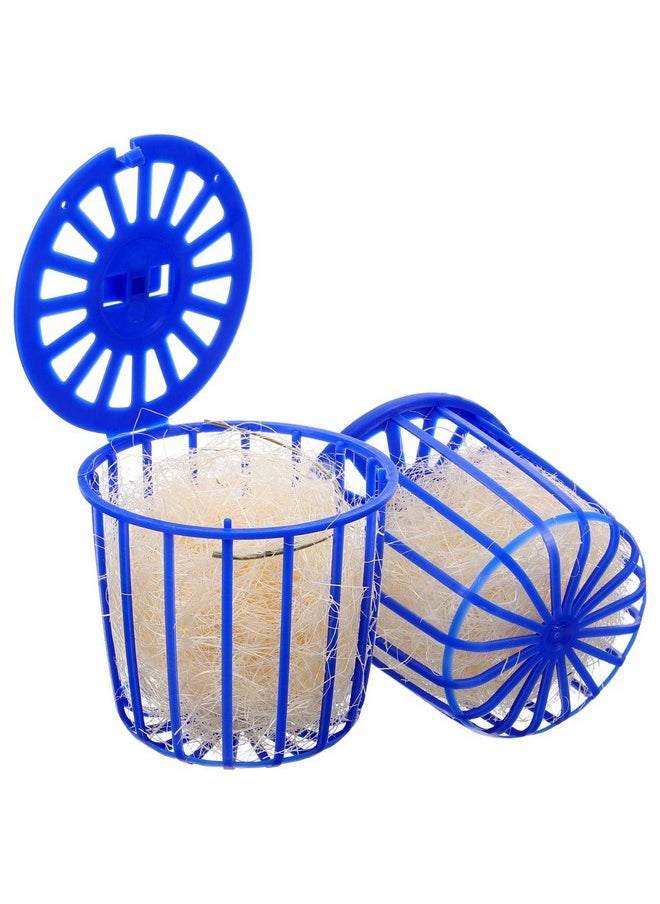 POPETPOP - POPETPOP 2 Pcs Bird Nests with Jute Filler, Plastic Hollow Hanging Cage Bird Eggs Hatching Tool, Bird Breeding Hut Nest Pan for Finch Parrot Canary - Image 1