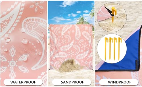 HIHOHO Beach Blanket Waterproof Sandproof Extra Large Beach Mat 79 X 83120x108for 18 Adults Quick Drying Durable Outdoor Picnic Mat for Beach Travel Camping Hiking - Image 3