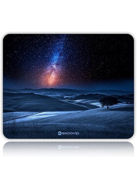 EXCOVIP Tempered Glass Gaming Mouse Mat, Ultra-Smooth Micro-Etched Surface - Dirt and Scratch-Resistant - Anti-Slip Base - 250x200mm - Blue&Black 0098