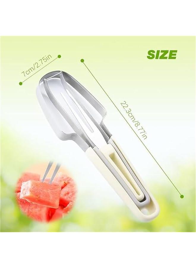 2024 Stainless Steel Watermelon Slicer, 3-in-1 Watermelon Fork Slicer Cutter Watermelon Cutter Watermelon Cutter Slicer Tool Summer Watermelon Tool Pineapple Cutter Tool Set for Home  - Image 2