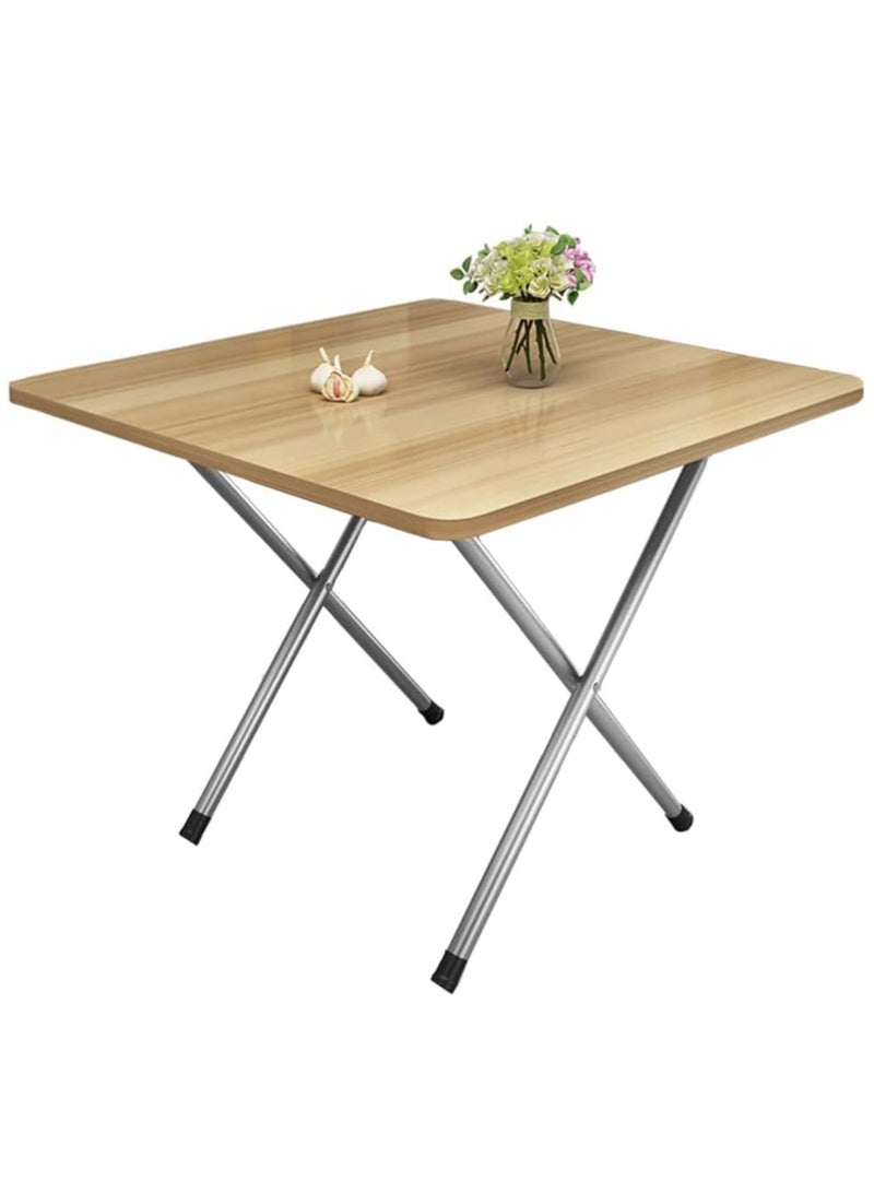 Loquat Folding Table Foldable Camping Table Outdoor Picnic Table Dinner Folding Table with Wooden Top and Metal Frame for Camping Game Party Home Backyard BBQ 60*60*50CM (Brown) - Image 1