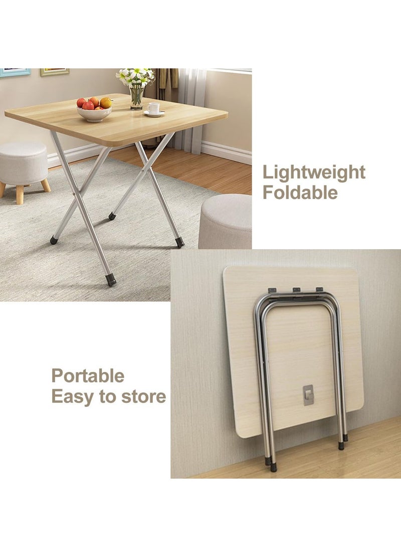 Loquat Folding Table Foldable Camping Table Outdoor Picnic Table Dinner Folding Table with Wooden Top and Metal Frame for Camping Game Party Home Backyard BBQ 60*60*50CM (Brown) - Image 4