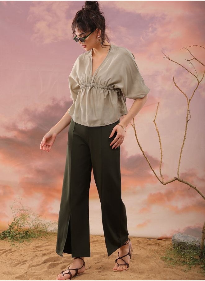 Freehand - Women Fit and Flared Casual Solid Peplum Top - Image 1