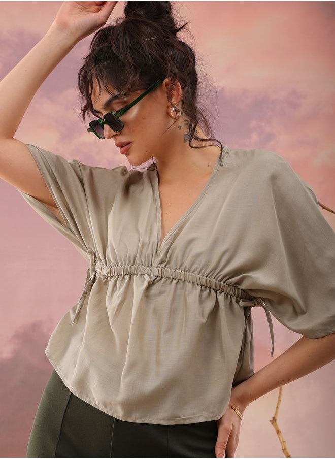 Freehand - Women Fit and Flared Casual Solid Peplum Top - Image 1